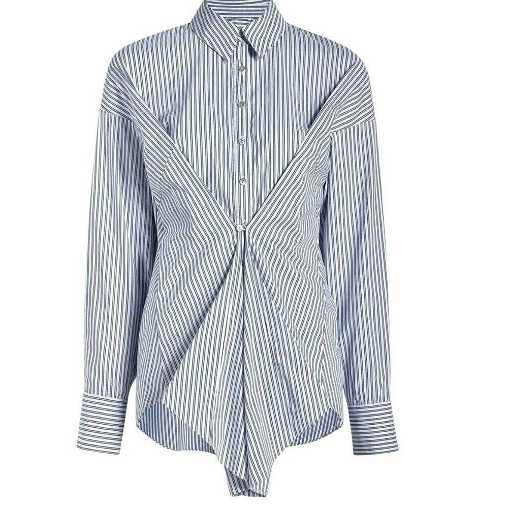 Cinq a Sept Mariezehl Striped Top Cotton Button Down Top Small New